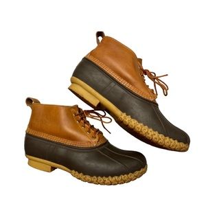 LL BEAN Mens 13US Wide Leather Duck Bean Boots Brown USA MADE